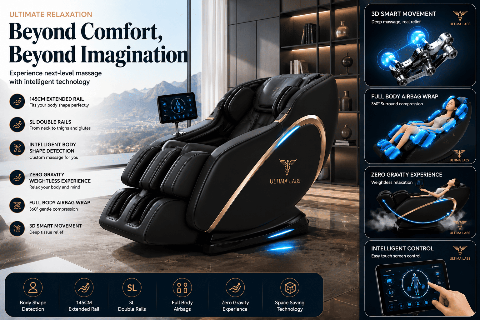 Ultima Labs Massage Chair — Detail Shot